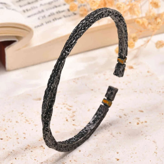 Men's Cuff Bracelet Silver Metal | Vintage Charm-1