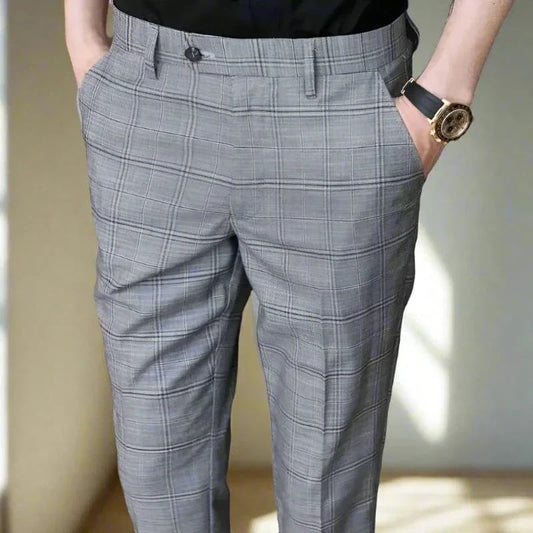 Men Slim-Fit Pants Striped Stretch Fabric | Classic Style-1