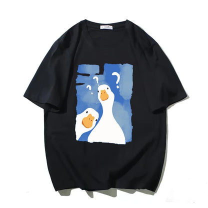 Men's T-Shirt White Cotton | Quirky Ducks-2