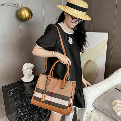 Women Elegant Plaid Tote Bag | Eliana