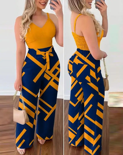 Women Shirred Two-Piece Jumpsuit Set | Sadie