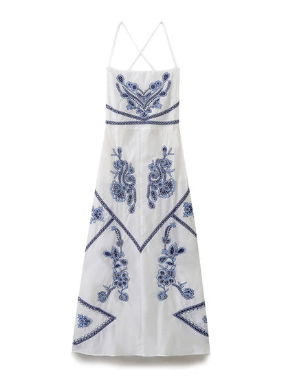 Women Embroidered Midi Dress | Aubrey