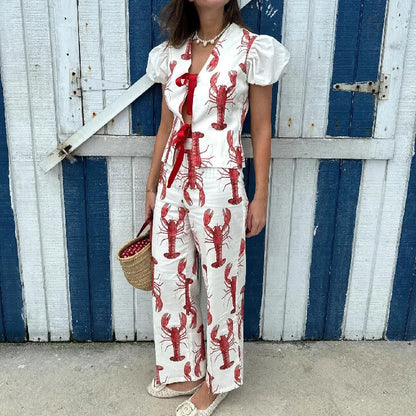 Lobster Print Two-Piece Set | Ximena