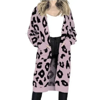 Leopard Knit Open-Front Cardigan | Sofia