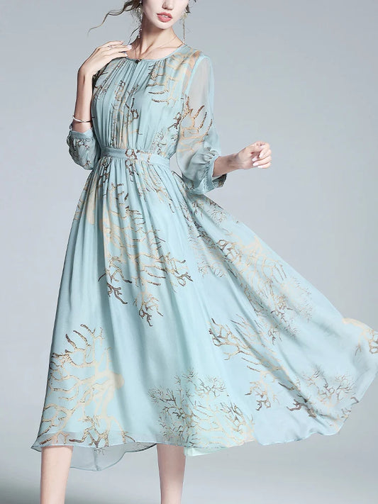 Women Elegant Embroidered Midi Dress | Maricel