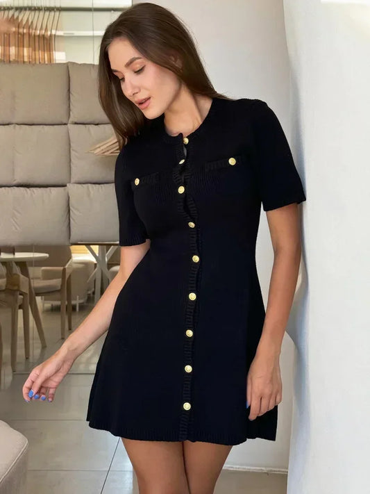 Knit Button-Up Dress | Elora