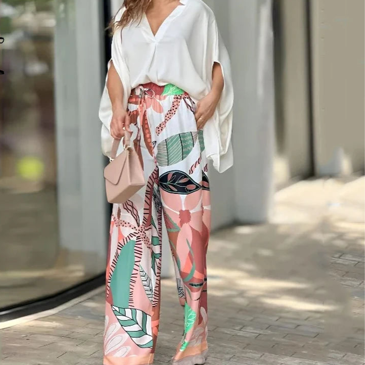 Floral Wide-Leg Pants with Blouse | Emilia