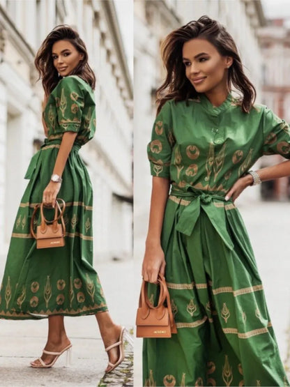 Women Bohemian Print Midi Dress | Teresa
