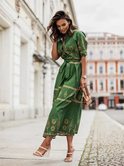 Women Bohemian Print Midi Dress | Teresa