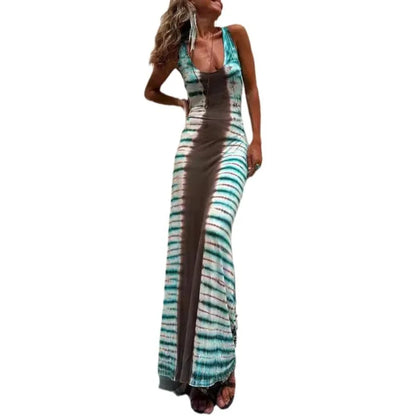 Backless Boho Tie-Dye Maxi Dress | Mamie