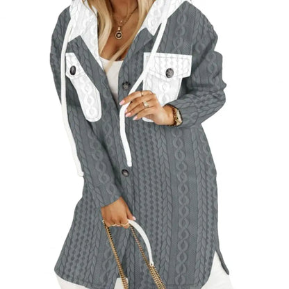 Women Plaid Button Shacket with Hood | Kaelani
