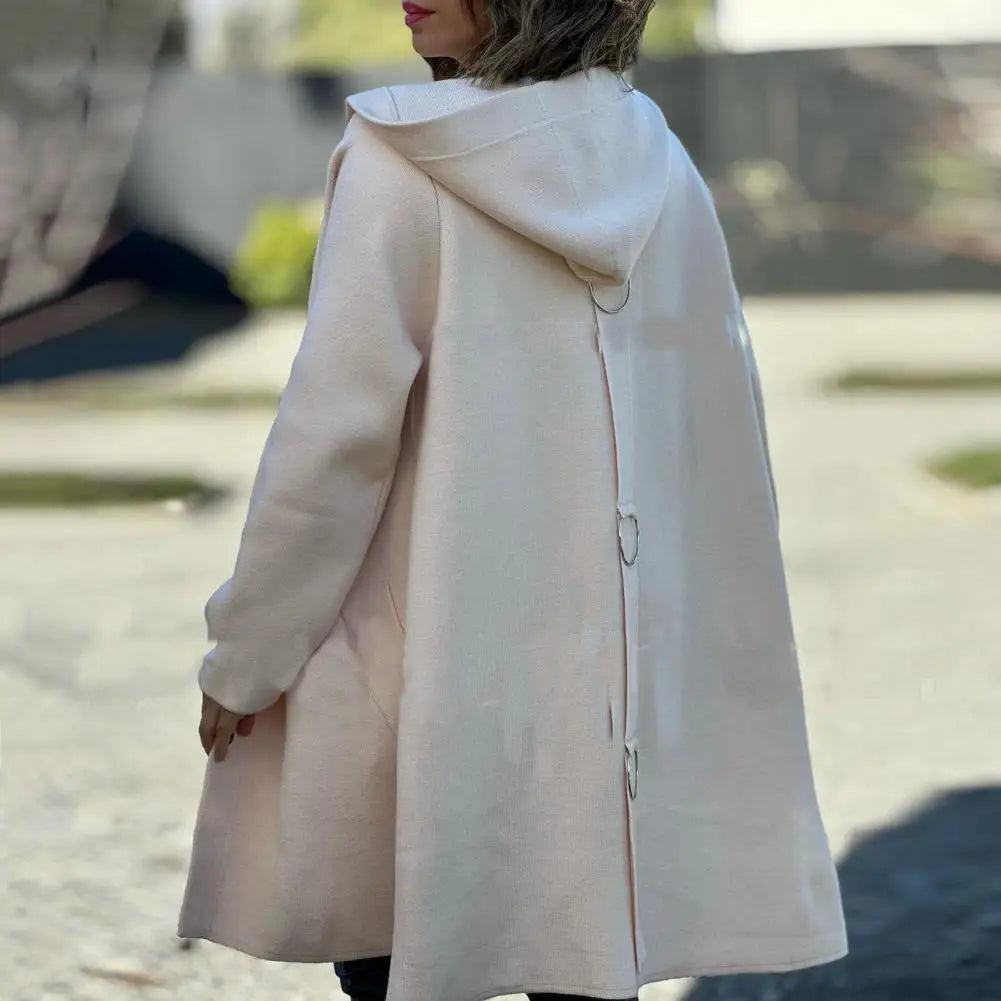 Women Wool Coat Grey Hooded Mid Length | Elegant Style-5