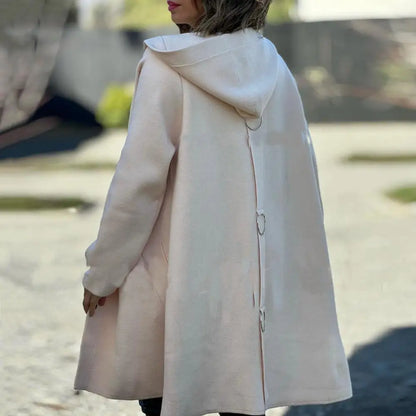 Women Wool Coat Grey Hooded Mid Length | Elegant Style-5