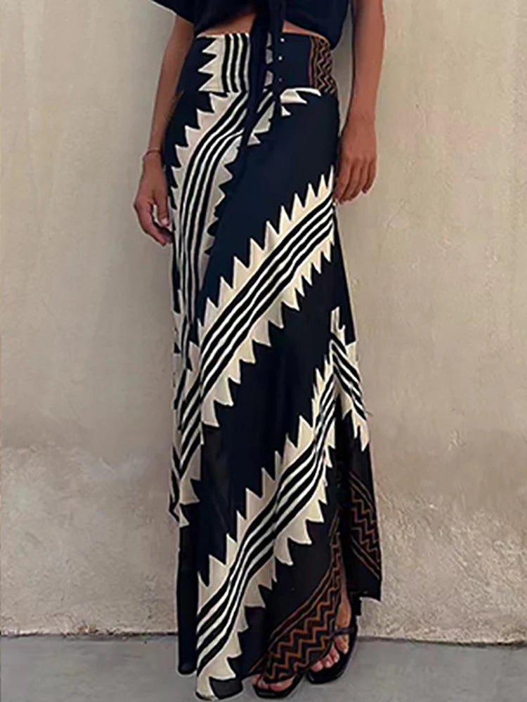 Boho Striped Maxi Skirt for Women | Zoe