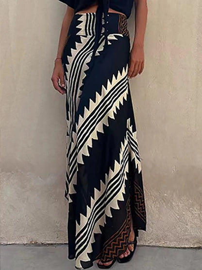 Boho Striped Maxi Skirt for Women | Zoe