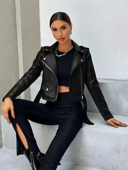 Women’s Cropped Moto Jacket | Danielyn