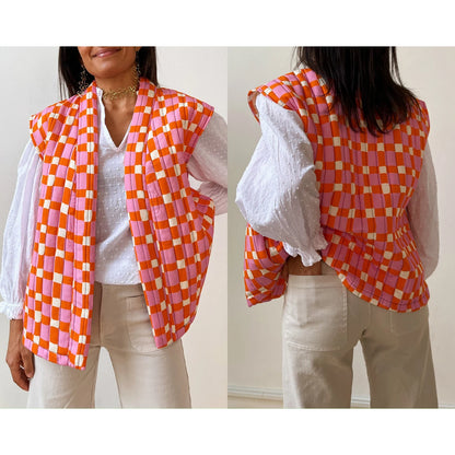 Women Patterned Sleeveless Quilted Vest | Myrtle