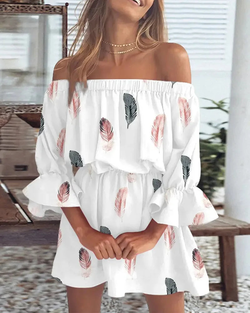 Sexy Off-shoulder Printed Dress | Elsie