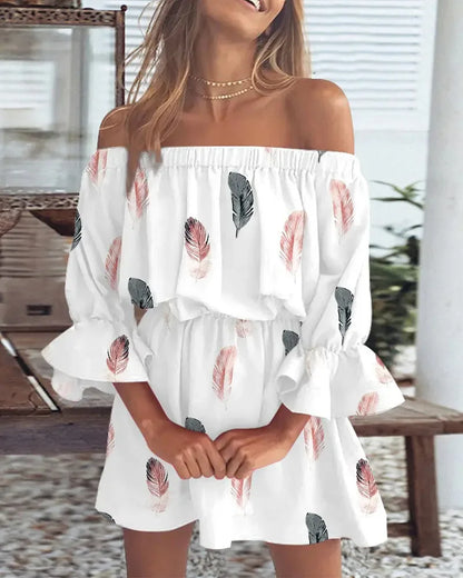 Sexy Off-shoulder Printed Dress | Elsie