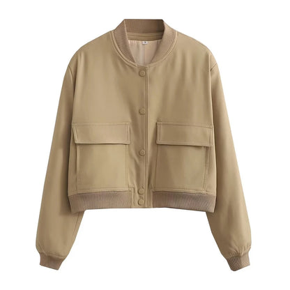 Variant image for Women Bomber Jacket Green Cotton | Vintage Chic-6