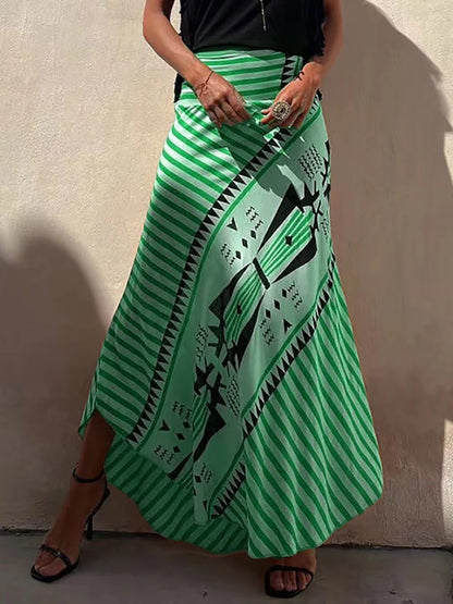 Boho Striped Maxi Skirt for Women | Zoe