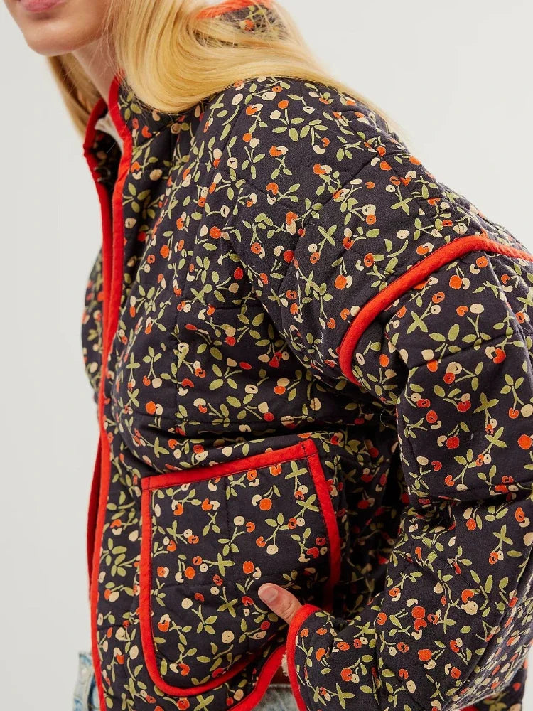 Variant image for Women Slim Coat Floral Print Polyester | Autumn Chic-4