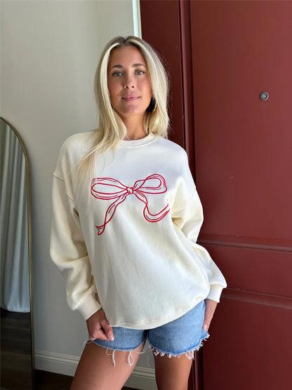 Women Pink Bow Sweatshirt | Minette