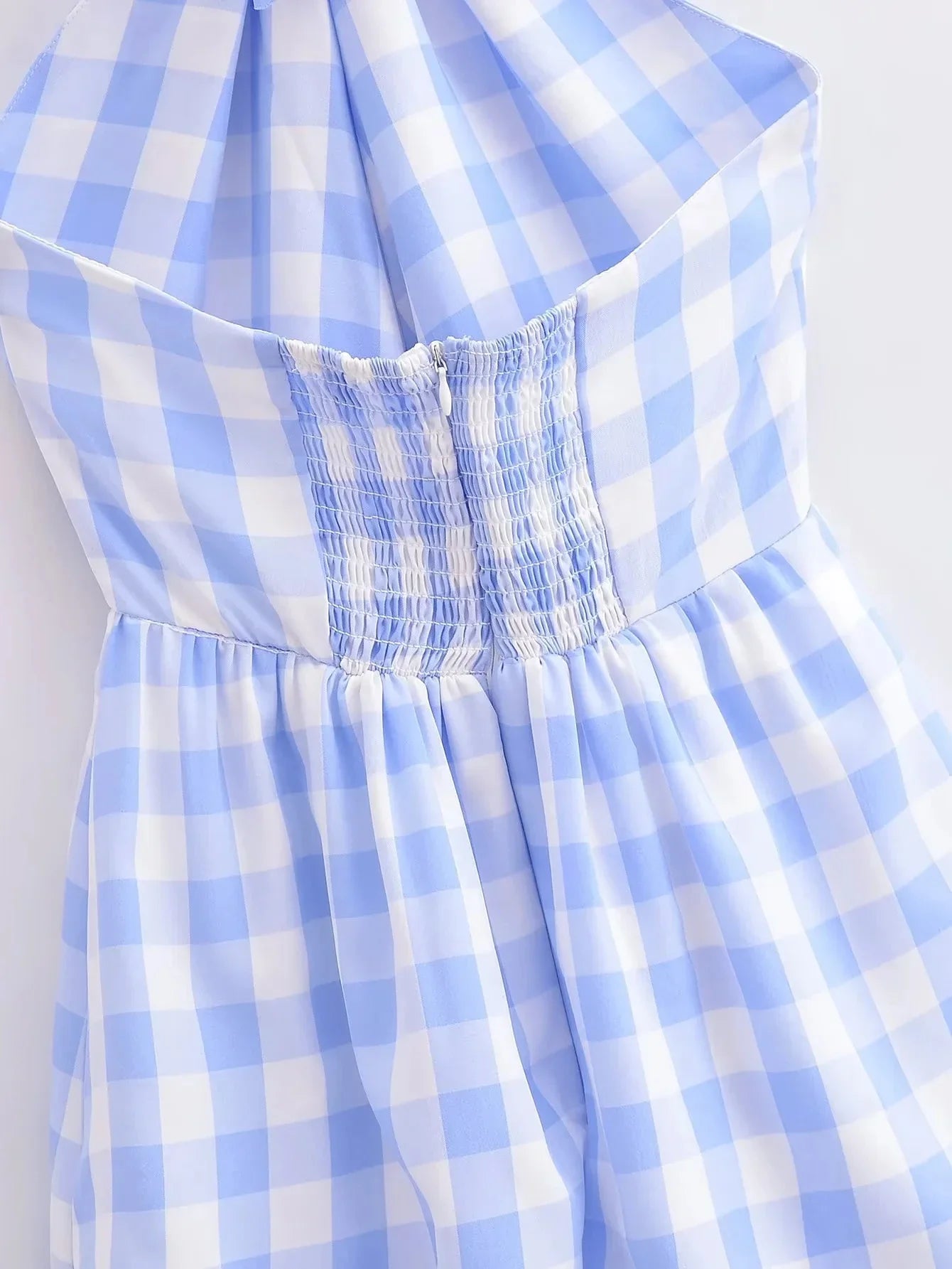 Tiered Gingham Halter Maxi Dress | Cordelia