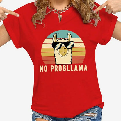 Variant image for Women Graphic T-Shirt Black Modal | Llama Lover-6