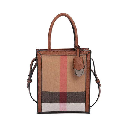 Women Compact Plaid Mini Tote Bag | Camille