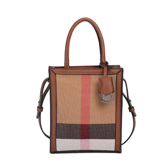 Women Compact Plaid Mini Tote Bag | Camille