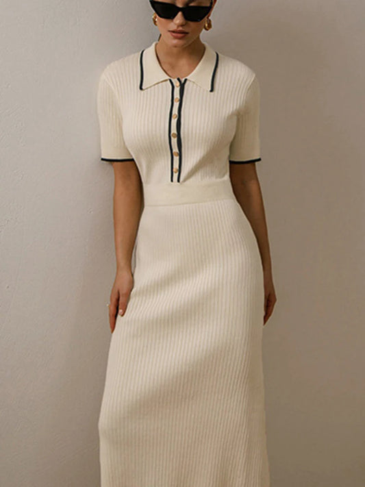 Knitted Polo Midi Dress | Indira