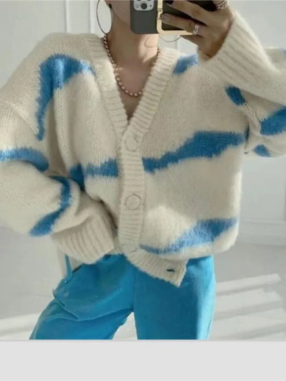 Women Fuzzy Tie-Dye Cardigan | Eldora