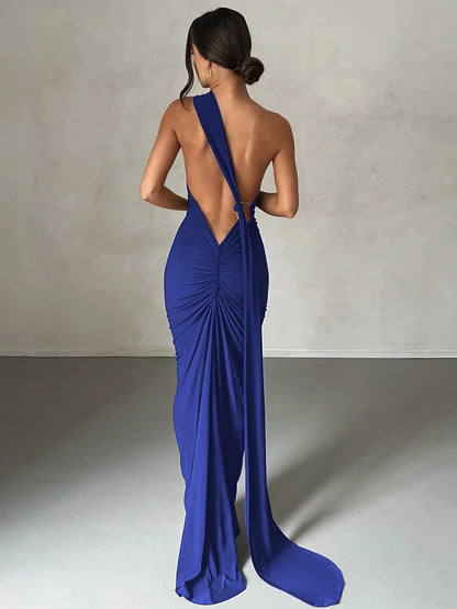 One-Shoulder Draped Maxi Dress | Blanche