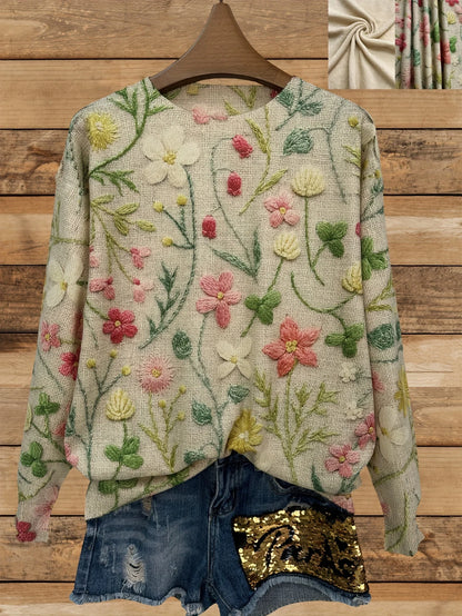 Embroidered Floral Knit Sweater | Havilah