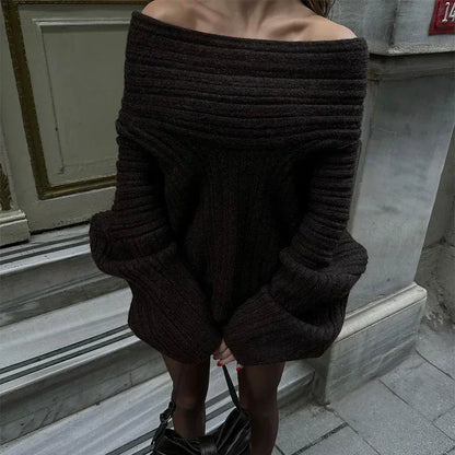 Off-Shoulder Oversized Knit Sweater | Drusilla