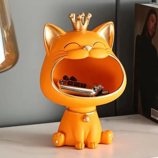 Cat Organizer Sculpture Multi-Colored Resin | Whimsical Design 1