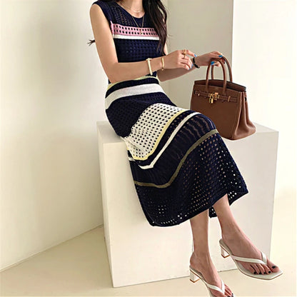 Women Color Block Crochet Dress | Erika