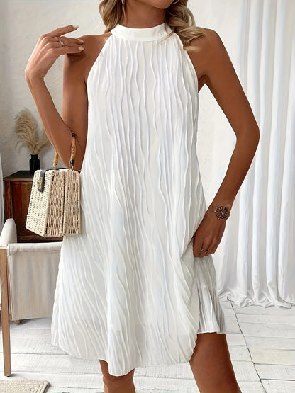 Sleeveless Pleated Halter Dress | Tania