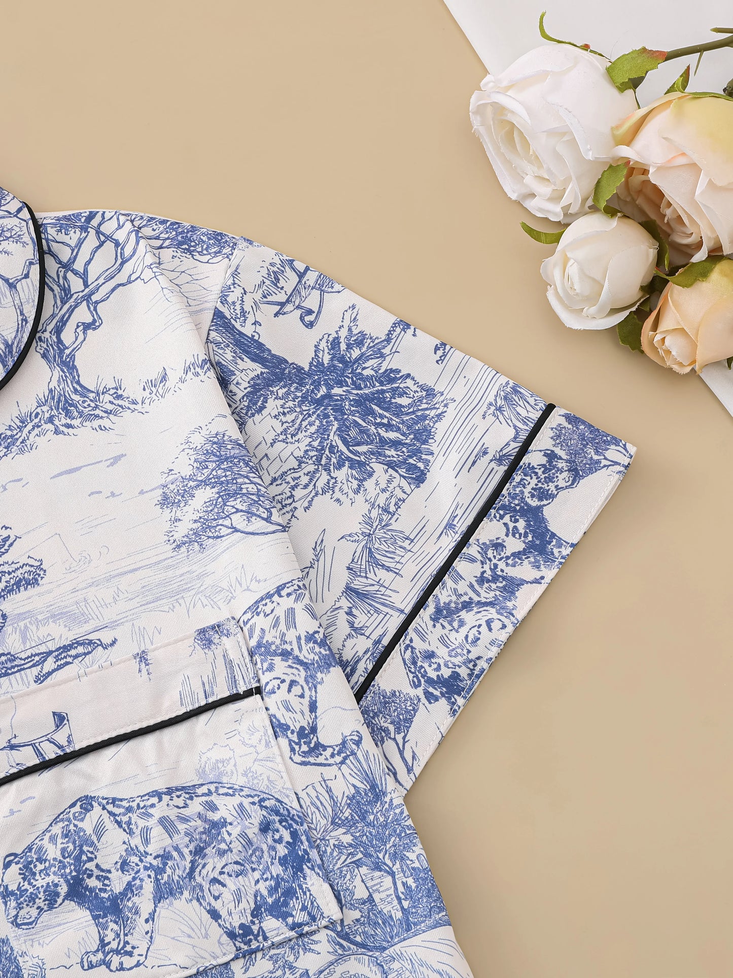 Printed Short Sleeve Pajama Set | Adelphia