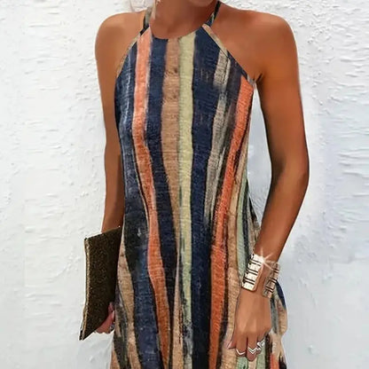 Halter Neck Striped Dress | Celina