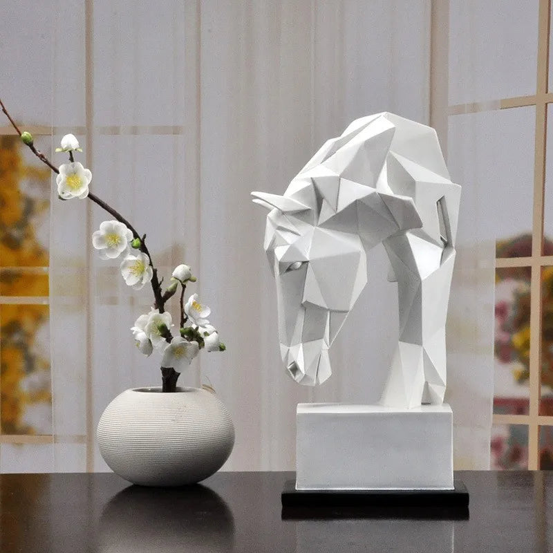 Geometric Horse Decorative Sculpture Resin | Elegant Design 3