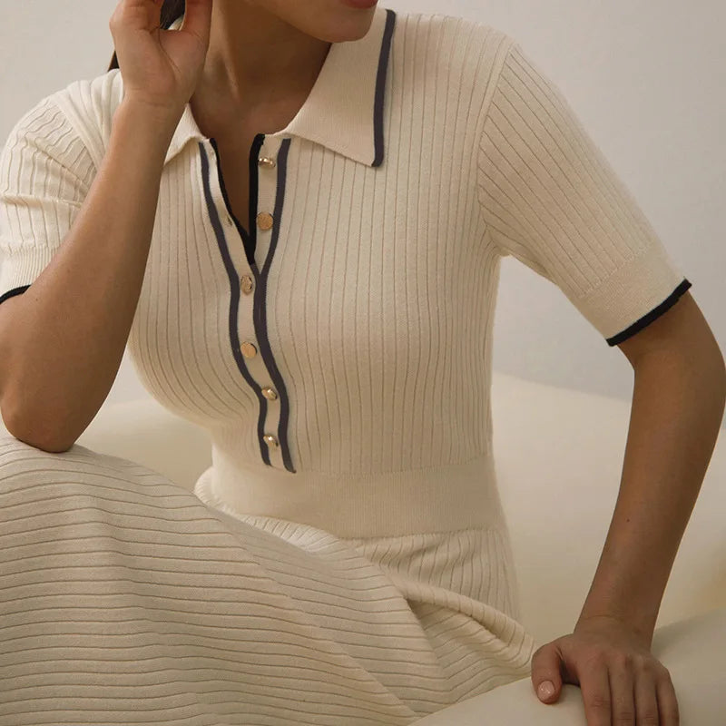 Knitted Polo Midi Dress | Indira