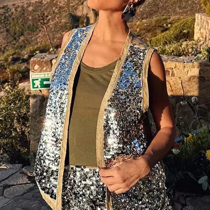 Sequined Vest & Skirt Set | Elara