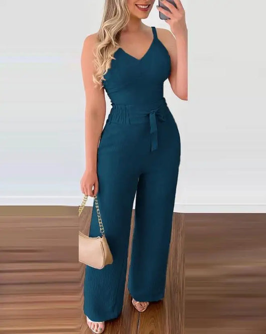 Shirred Two-Piece Jumpsuit Set | Sadie