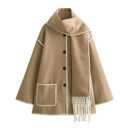 Oversized Contrast Stitch Coat | Chia