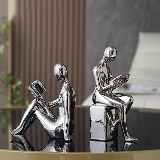 Ceramic Decorative Sculpture Neutral | Elegant Reading Design 1