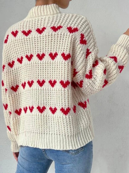 Women Heart Pattern Knit Sweater | Jamie
