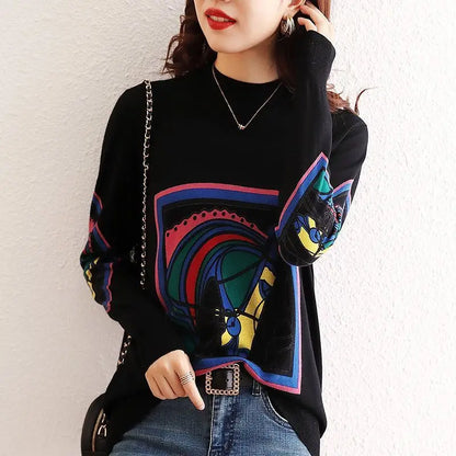 Women Abstract Pattern Knit Sweater | Ruthella