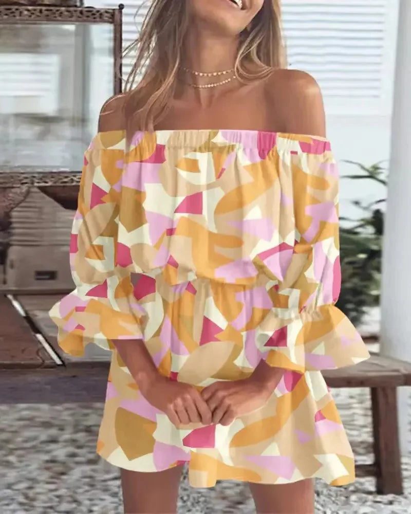 Sexy Off-shoulder Printed Dress | Elsie